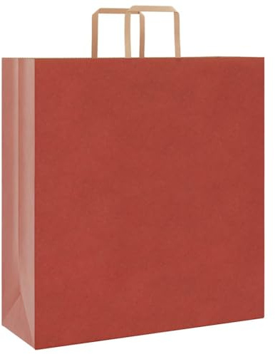 vidaXL Papiertragetaschen 50 Stk., Papiertüten mit Henkeln, Kraftpapiertüten, Geschenktüten für Einkaufen Hochzeiten Verpackungen Partys Geburtstag Weihnachten, Rot 45x17x48cm