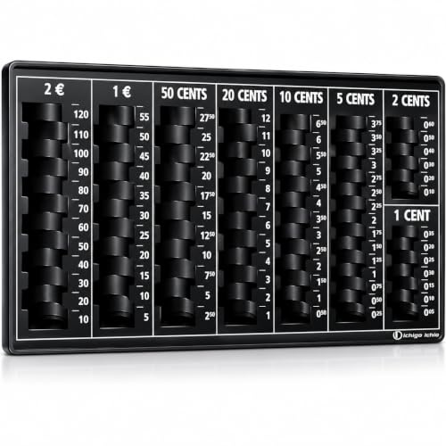 Topolenashop Vassoio Organizer Portamonete 8 Scomparti 33x18.5x2cm – Contenitore Contamonete in Plastica per Monete Euro, Cassa, Ufficio e Negozio | 70747