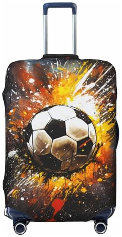 Richugui Realistic Cool Football Pattern Luggage Cover Elastic, Washable Stretch Suitcase Travel Suitcase Protector Anti-Scratch Cover for Kid and Adult (M)