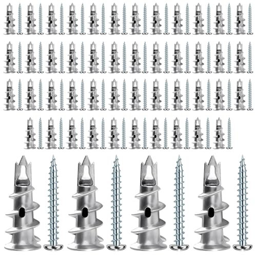 100 tasselli per cartongesso, tasselli autoperforanti per cartongesso in metallo con viti, tasselli per cartongesso in metallo Per il fissaggio a calcestruzzo, mattoni, pareti a secco