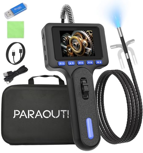 Flexible Endoskopkamera Zwei-Wege Drehbar für Kfz & Rohre 210° beweglich | 1080p Full HD, verstellbare 6 LED-Leuchten, 4,5h Akku, Foto & Video, inkl. 32GB SD-Karte，Öl- & wasserfest IP67