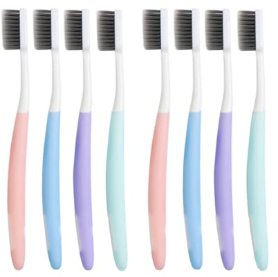 Nano Zahnbürsten mit Pp Borsten aus Bambuskohle | Damen und Herren, Ergonomisches Design, 8 Stück, Sanfte Mundpflege, für Zuhause Zufällige Farbe
