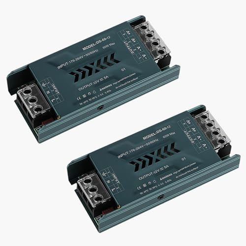 JOYELEC 2 Pezzi Alimentatore switching LED sottile per ingegneria domestica 5A 12V 60W ingresso driver trasformatore AC110V AC220V a uscita DC12V adatto per barre luminose LED a bassa tensione