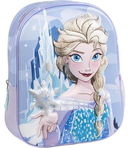 Sac à dos d'école original Disney Frozen Elsa pour filles, motif flocon de neige | Sac à dos léger et résistant pour l'école maternelle et primaire.