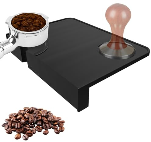 DENUOTOP Tampermatte, Silikon Kaffee Tamper Matte, Tamping Matte Rutschfest, Espresso Kaffeematte mit Einkerbung und Kantenschutz, Barista Zubehör Schützt Arbeitsfläche und Siebträger Für Home, Café