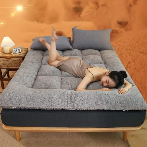 Plüsch-Futon-Matratze in voller Größe – dicke, faltbare Isomatte für warmes Gästebett, aufrollbare Bodenmatratze, ideal für Schlafsaal, Zuhause, Reisen und Camping