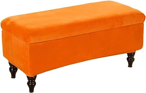 LyzqxHL Ottomanenbezug, Samt-Aufbewahrung, Stretch-Rechteckbank-Schonbezug, Klappbank, Fußstütze, Fußhocker, Möbelschutz, Ottomanenbezüge mit Gummiband(Orange,Large)
