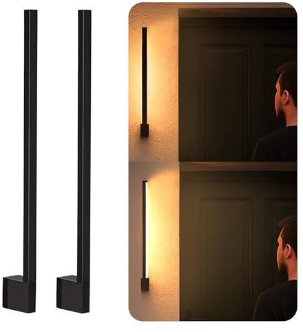 SSC-LUXon 2x Wandstrahler YALKO Außen Innen 60cm lang schwenkbar 330° IP54 - Badlampe schlank warmweißes Indirektes Licht für Balkon & Terrasse