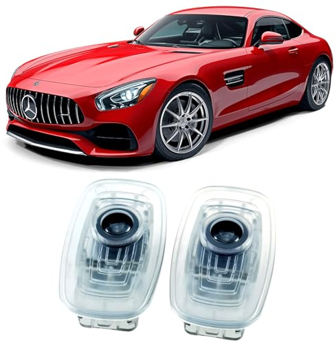 2 Stück LED Einstiegsbeleuchtung Türlicht kompatibel mit Mercedes, Nicht Verblassend Willkommenslicht Laser Logo Projektor (MB Stern + Schriftzug, CLA C118/CLS C257/Coupe C238)