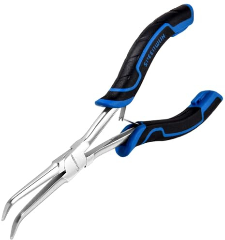 SPEEDWOX Long Reach Bent Needle Nose Pliers with Smooth Jaw Angled Needle Nose Pliers for Jewelry Making Fish Bone Pliers Tweezers Bent Chain Nose Pliers for Wire Bending and Small Object Gripping