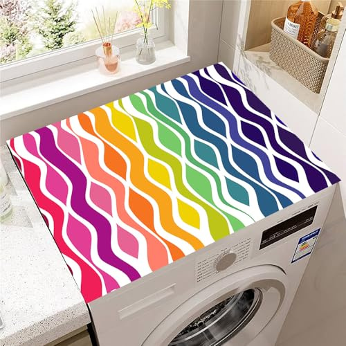 Hearda Housse Machine a Laver Style Coloré, Dessus Tapis Lave Linge Antidérapant, Housse de Protection pour Machine à Laver Top, Tapis de Protection pour Dessus Sèche-Linge (Coloré,30x40cm)