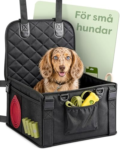 Knupis Siège Auto pour Petit Chien – Panier Chien Voiture – 5 Poches Laisse | Parois renforcées, déperlant et résistant aux rayures, 4 sangles de fixation, dessous antidérapant, stable