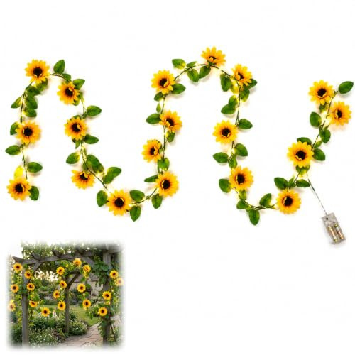 BOFYTR 1-Pack Sunflower Garland String Lights with 20 Bulbs