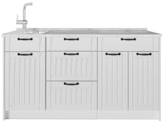 Vicco Köksblock Fame-Line, Vitt hus på landet/Vit, 150 cm AP Marble, för individuell expansion med kompatibla moduler