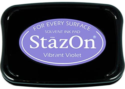 Tsukineko StazOn Stempelkissen - Violett, Vibrant Violet - Groß - Deckend, Lufttrocknend, Wasserfest - Embossing