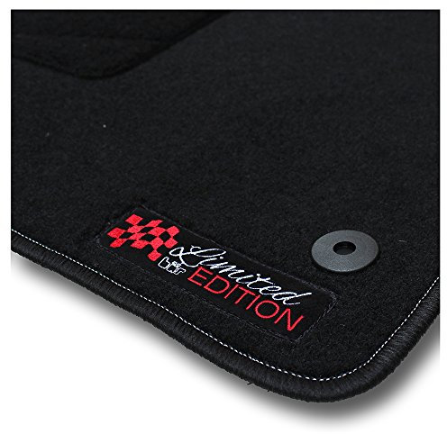 Bär-AfC Auto Fußmatten Limited Edition passend für Honda Jazz ab 2014, Autoteppiche Nadelvlies Schwarz, Rand Kettelung Schwarz, Stick Logo Rot, Set 4-teilig, HO61222