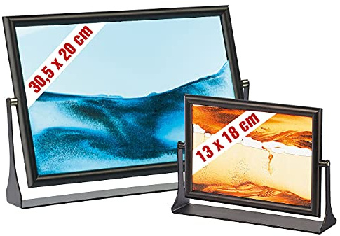 infactory Sandbild Bilderrahmen: 2er-Set Sandbilder Eldorado und Blue Ocean (mit Motivwechsel, Sand-Bilder im Fotorahmen, Glas)