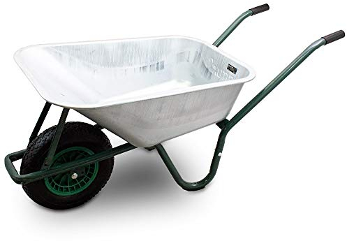 BITUXX® Schubkarre 100L Schubkarren Scheibtruhe Schiebkarre Bauschubkarre Verzinkt mit Luftreifen und Nadelgelagerter Achse bis 250kg