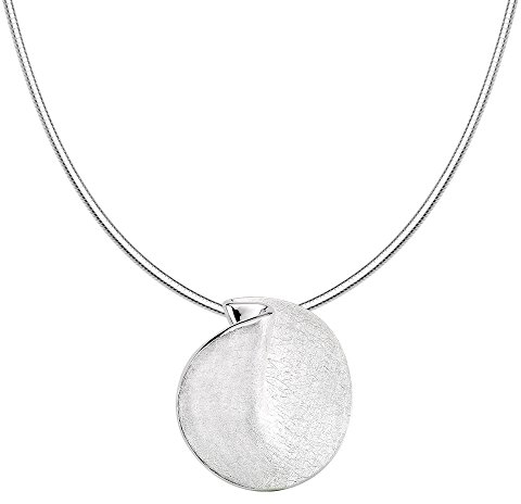 Vinani Design Anhänger Kreis rund elegant gebürstet mit Schlangenkette 40 cm Sterling Silber 925 Kette Italien 2ARG-S40