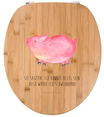 Mr. & Mrs. Panda Motiv WC Sitz Einhorn Schwein - Geschenk, englisch, Einhorn Deko, WC-Sitz, Klodeckel, Unicorn, Klobrille, Toilette, english,