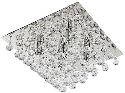 Lindby Kristall Look Deckenleuchte Acryl Metall, Deckenlampe quadratisch 5 flammig 5x E14 max. 40W ohne Leuchtmittel Wohnzimmerlampe Schlafzimmerleuchte