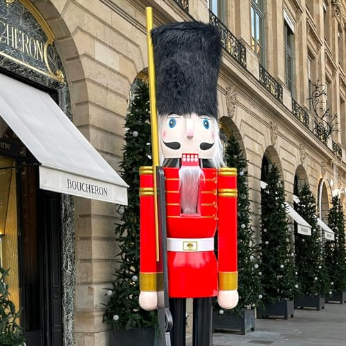 CDL BK7 Riesen-Nussknacker-Soldaten-Figur aus Holz Rot/Blau 180 cm hoch