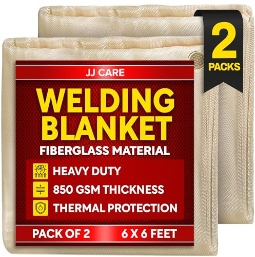 2 Pack Welding Blanket - 6ft x 6ft, 850GSM Fiberglass Welding Blanket for Smokers with Brass Grommets, Heavy Duty Fireproof Welders Mat for Industrial, Smoker, Grill and Camping