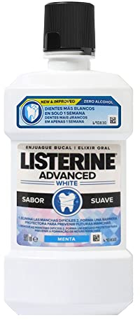 Listerine Advanced White Mild Geschmack (1 x 1 l) Mundspülung zum Aufhellen, Sparformat, alkoholfreie Mundspülung, Mundelixier für optimale Mundreinigung, Minzgeschmack