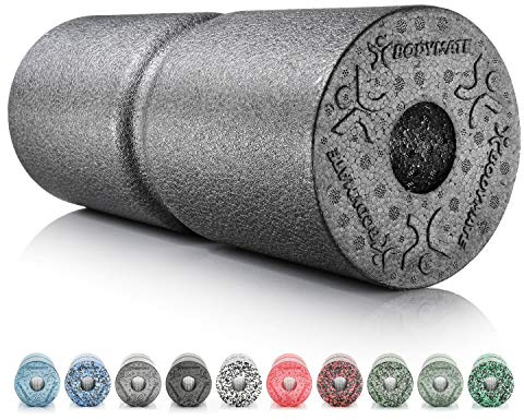 BODYMATE Foam roll CARE medio-duro con rientranza per alleviamento della pressione sulla colonna vertebrale con e-book 35x14cm