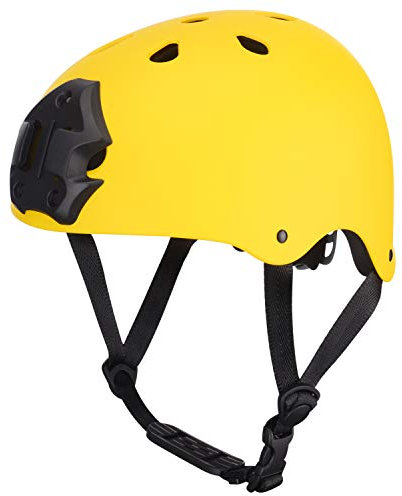 ipoob Erwachsenen-Helm für Kajakfahren, Kanu, Wildwassersport, mit Kamera-Klemmbefestigungsplatte, Mattgelb, Größe M