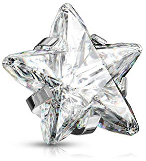 Paula & Fritz® Aufsatz-Dermal Anchor Stern-Zirkonia Klar 316L Chirurgenstahl 4-mm Größe und 1,2-mm Gewindestärke Haut-Anker Skin Diver Implantat Kugel