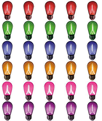 MORGENLITE 30 Pack LED Color Bulb S14 1W, LED String Light Replacement Bulb for Home Decor Christmas,Holiday,Party,Wedding