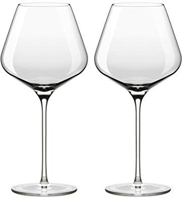 Copas de vino tinto grande Conjunto de 2 - vidrio cristalino sin plomo, copas de vino de Borgoña 25 oz, copa de vino grande, copas de vino de tallo largo para fiestas, aniversarios, navidad, etc.