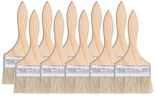 10Pcs Paint Brushes Widened Flat Head Wooden Handle Artificial Fur Flat Paint Brush Dust Removal Brush Painting Cleaning Tool for Painting Wall, Grilling Oil
