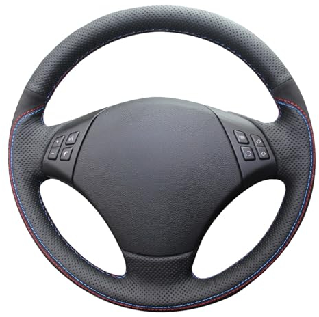 MEWANT Lenkradhülle aus schwarzem Wildleder und echtem Leder für BMW 3er E90 (Sedan) 2005-2011/3er E91 (Touring) 2005-2011 / X1 E84 2009-2015