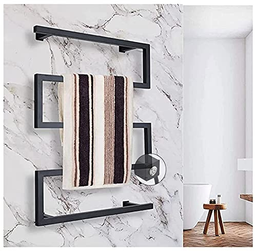 EEUK Secador de Toallas baño electrico de bajo Consumo 89W, radiador toallero eléctrico Negro Hardwired toallero Calentador de Toallas radiador de calefacción, 600 * 800mm(Size:220V)
