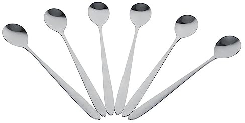 Uadme Lot de 6 cuillères à café en acier inoxydable à long manche pour mélanger le café,le latte,le thé,les gâteaux,les smoothies,le chocolat et le lait