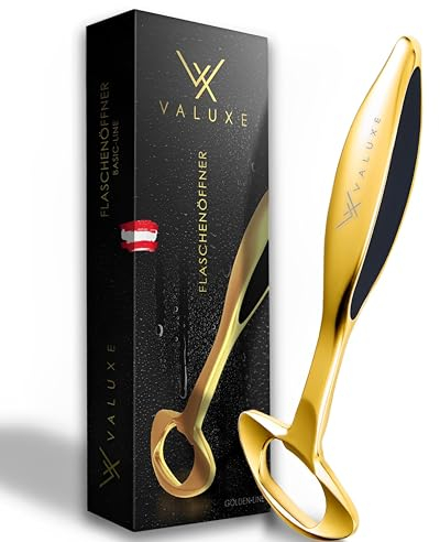 VALUXE® Premium Flaschenöffner in ergonomischem Edelstahl Design Golden - Profi Bieröffner mit rutschfestem Griff - Universal Kapselheber, Bierflaschenöffner, Bier Öffner