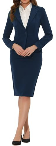 Allegra K Women 2 Piece Skirt Suit Set Business Casual Blazer Pencil Skirts