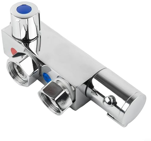 Thermostat-Duscharmatur, vertikales Thermostat-Duscharmatur, für statischen Wohnwagen, Messingmaterial, 1/2 Heiß- und Kaltanschlüsse