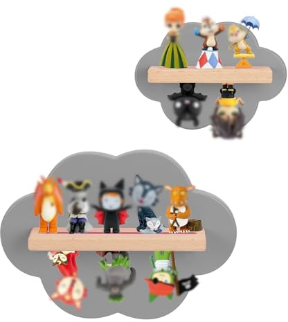 OPERMAXER Tonie Regal Wolke für 12-16 Figuren, 2er Set TonieRegal für Toniebox & Tonies Hörfiguren, Jungen und Mädchen | Perfekte Figuren Aufbewahrung im Kinderzimmer (Grau)