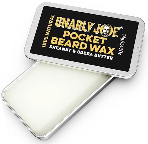 Gnarly Joe Pocket Beard Wax – 14 g di cera naturale da barba da uomo, tenuta forte, balsamo e balsamo per barba a tripla azione – raddrizza, stili e ammorbidisce la barba, cera per la cura – Made in