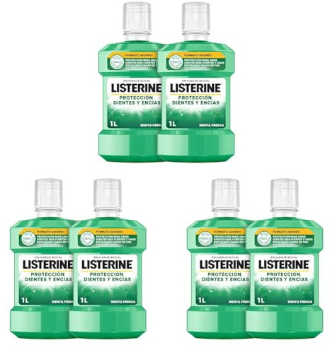 Listerine Protección Dientes y Encías (pack de 2 x 1L), enjuague bucal con flúor, colutorio bucal con 24 horas de protección, elixir bucal para un aliento fresco duradero (Paquete de 3)