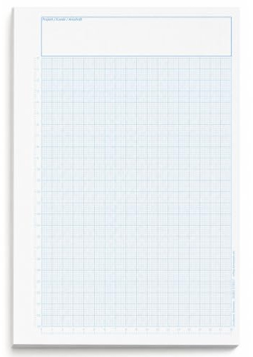 5x Millimeterpapier Block A4 hellblau, 50 Blatt, 80g, mit Lineal | Millimeterpapier A4 in Hellblau, 50 Blatt, 1/5/10-mm-Raster, mit Linealen und Anschriftenfeld