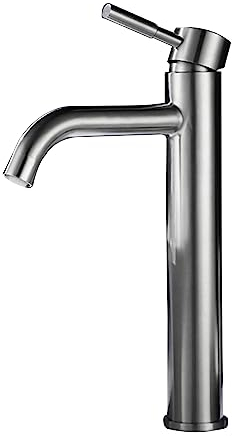 Wasserhahn Bad Mischbatterie Waschbecken Badezimmer Armatur Badarmatur Hoch 1 Loch Warm und Kaltwasser Hoch Gebürsteter Edelstahl Gebürstet B