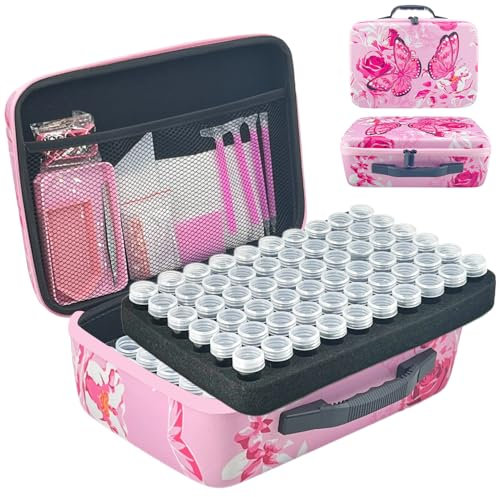 LIRUNQIU Diamond Painting Zubehör Boxen, 120 Stück Diamant Painting Aufbewahrungsbox Kits Werkzeug Set mit Stickers Tablett Stift