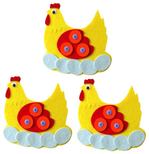 UPKOCH 6stücke Lernspielzeug Aus Filz Für Junge Mädchen Handgemachtes Cartoon-huhn Mit Eiern Pädagogisches Knopfspielzeug Hand-augen-koordination Und Aktiven Denkfähigkeit Für