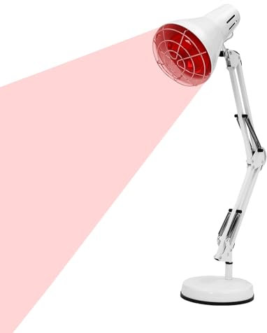 GAOUSD Lámpara infrarroja - Lámpara calefactora - Luz roja - Terapia - Control remoto - Temperatura ajustable - Apto para el hogar y la oficina (blanco)