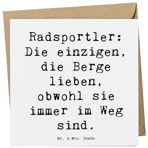 Mr. & Mrs. Panda Glückwunschkarte Spruch Radsport Berge - Geschenk, doppelkarte, Sportarten, Sportler, faltkarte, Grußkarte, Herausforderungen, Sportart, Gemeinschaft, Ausdauer, Geschenke, anlasskarte