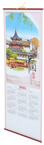 VILLCASE Chinese Wall Scroll Kalender Hochauflösender Wandkalender Für Jahr Dekorativ Und Für Büro Und Zuhause Mit Für Notizen